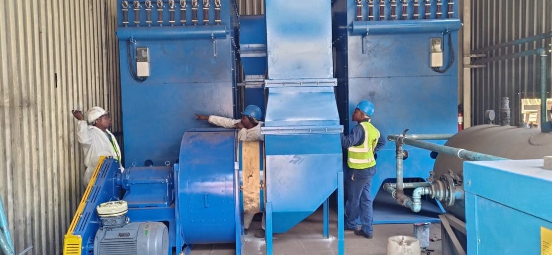 Dust extractors combined for a blast booth at a mining equipment supplier in Gauteng
