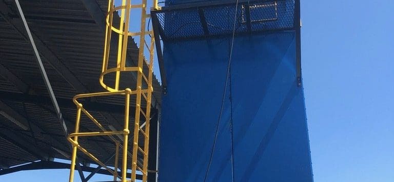 Dust collector, ducting and screw conveyors for a tyre recycling plant